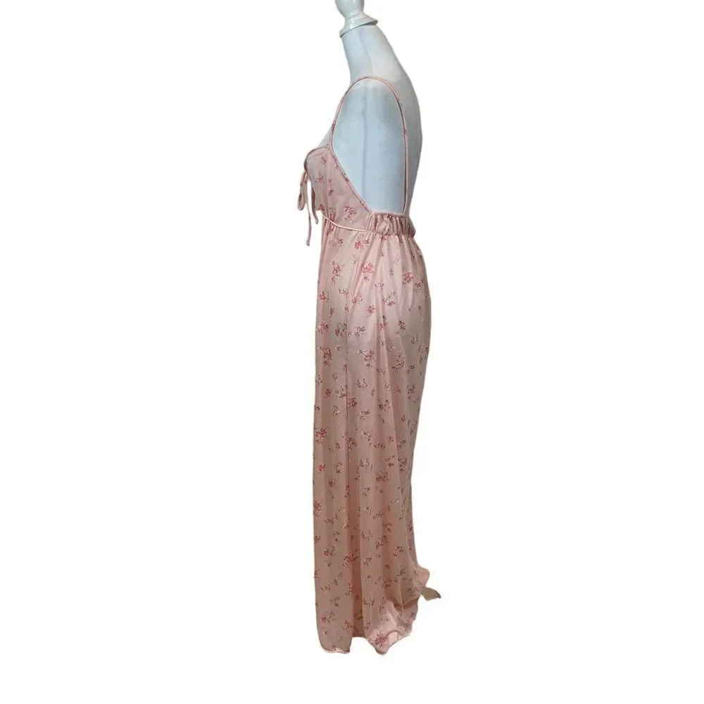 Vintage‎ J. Berkleigh Vintage Pink Floral Long Nightgown Size Small
